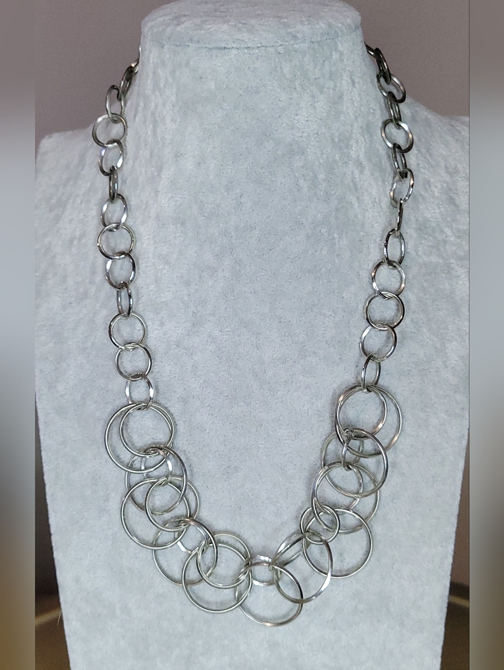 Lia Sophia Polished Silver-Tone Graduated Hoop Statement Necklace
